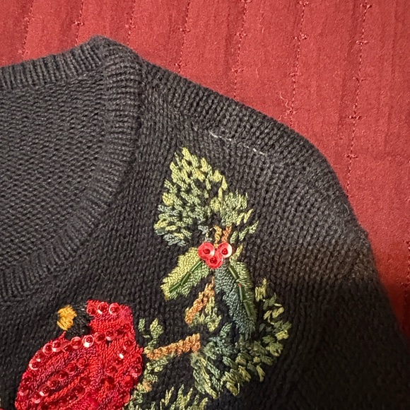 Vintage Tiara International Black Cardigan with Cardinal Embroidery Size Small - Picture 15 of 15